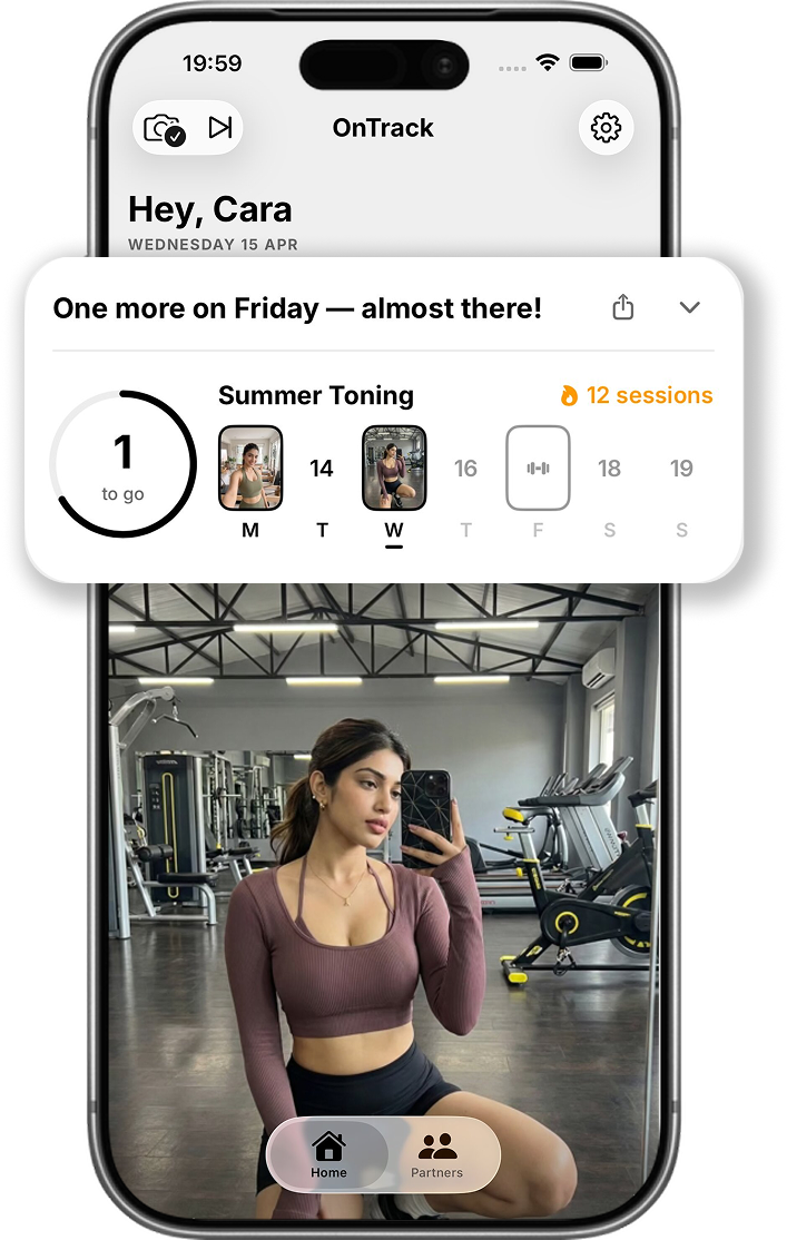 OnTrack home screen showing weekly progress