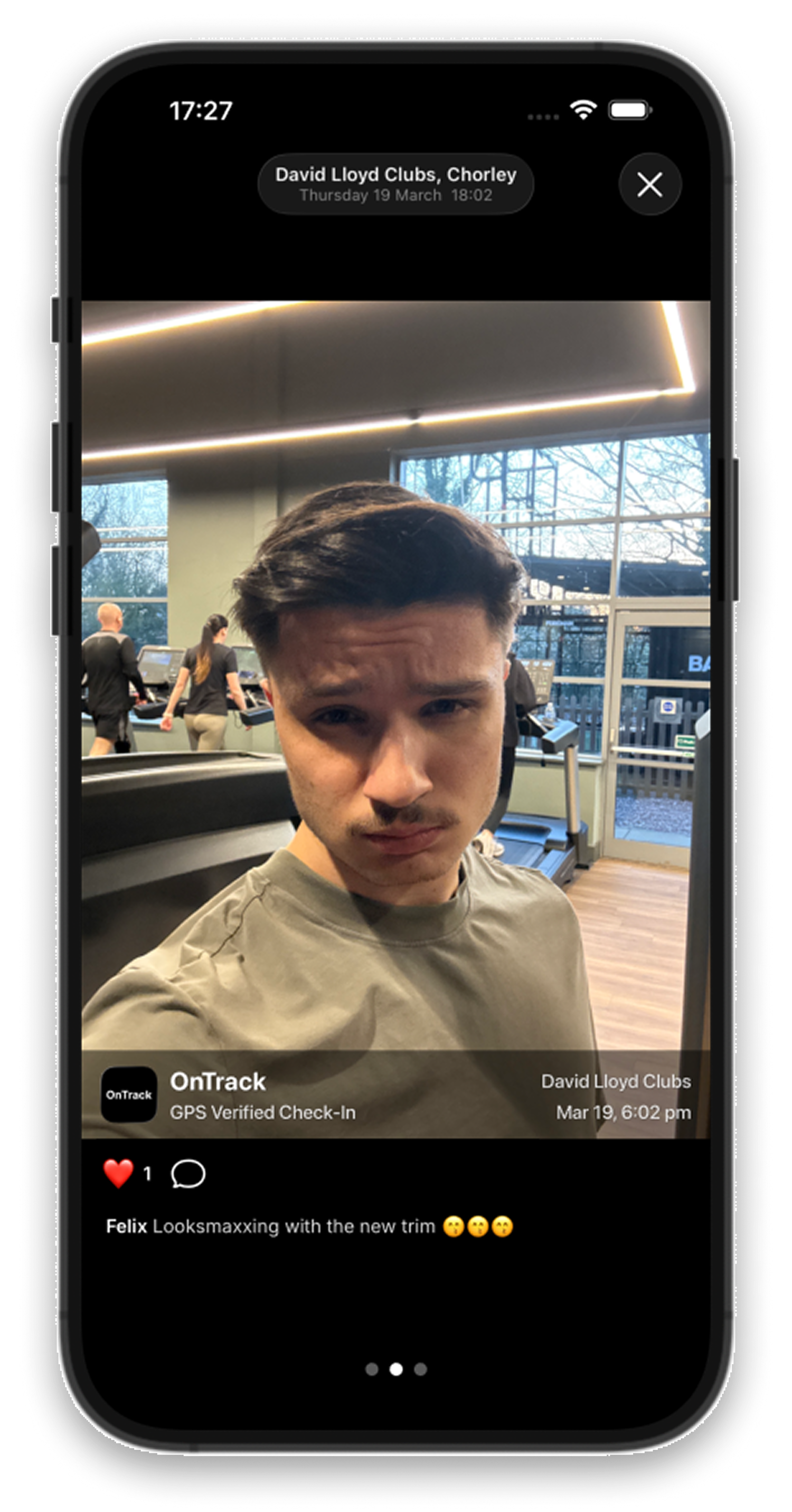 OnTrack GPS-verified check-in screen