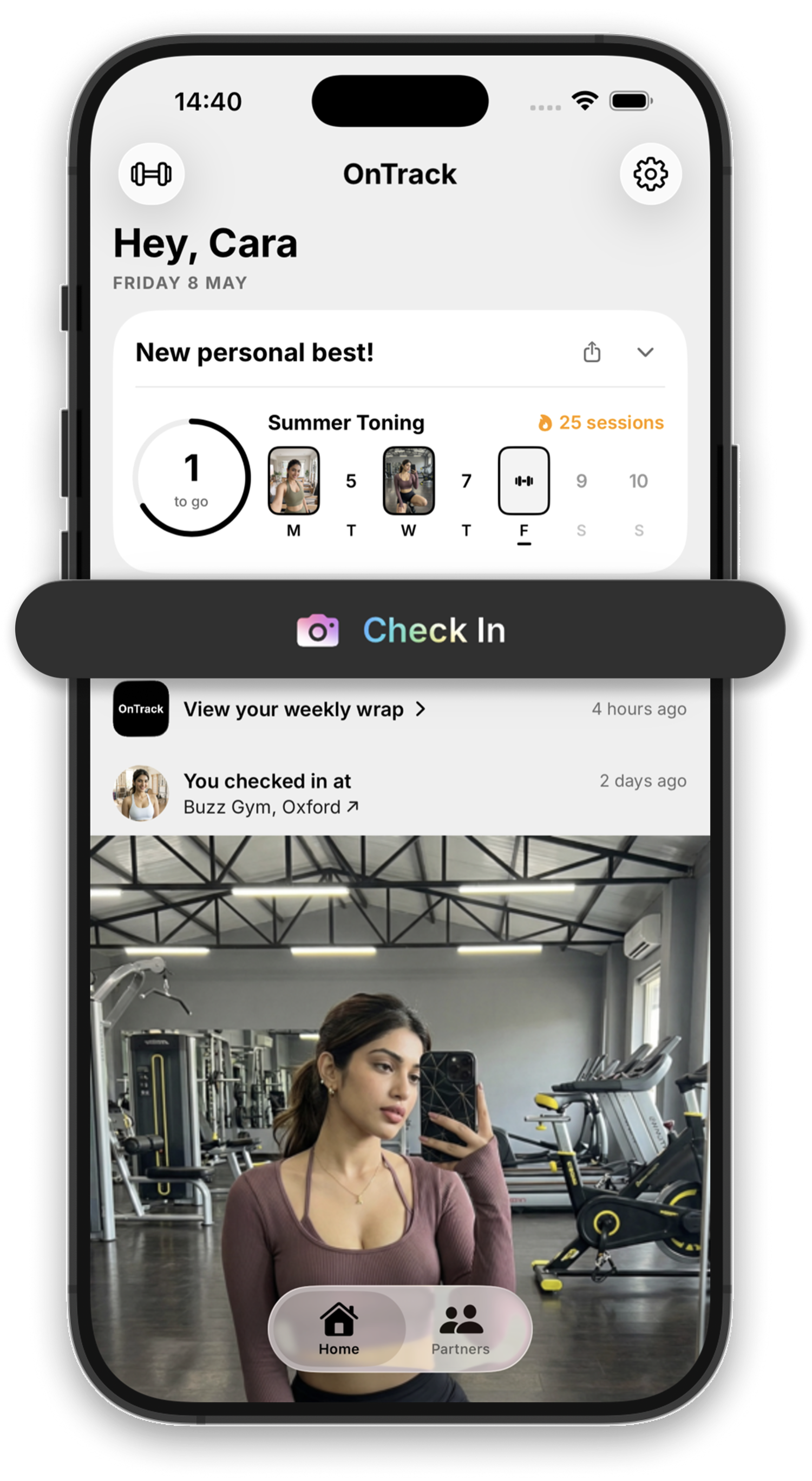 OnTrack home screen